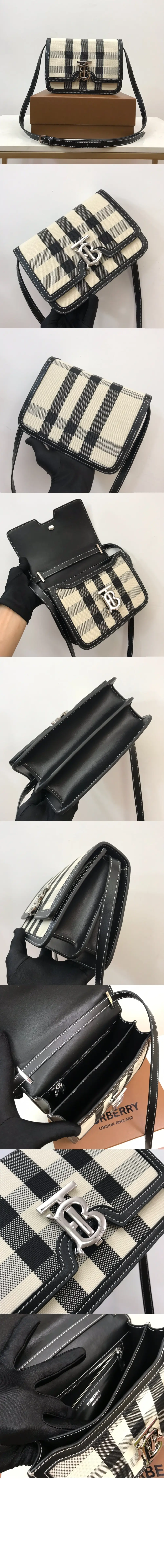 버버리 스몰 체크 캔버스 TB백 - 이미지 2
